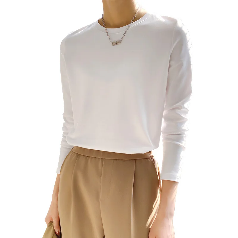 Spring Supima Cotton Long-sleeve T-shirt For Women Round Neck Casual Comfortable Bottom Tops
Spring Supima Cotton Long-sleeve T-shirt For Women Round Neck Casual Comfortable Bottom Tops