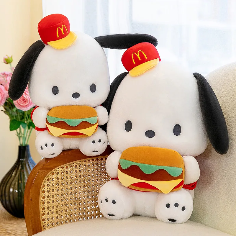 Sanrio Pochacco Plush Toy with Burger, Cute Sanrio Dog Stuffed Doll with McDonald's Style Hat, Soft Pillow for Kids Doll
Sanrio Pochacco Plush Toy with Burger, Cute Sanrio Dog Stuffed Doll with McDonald's Style Hat, Soft Pillow for Kids Doll