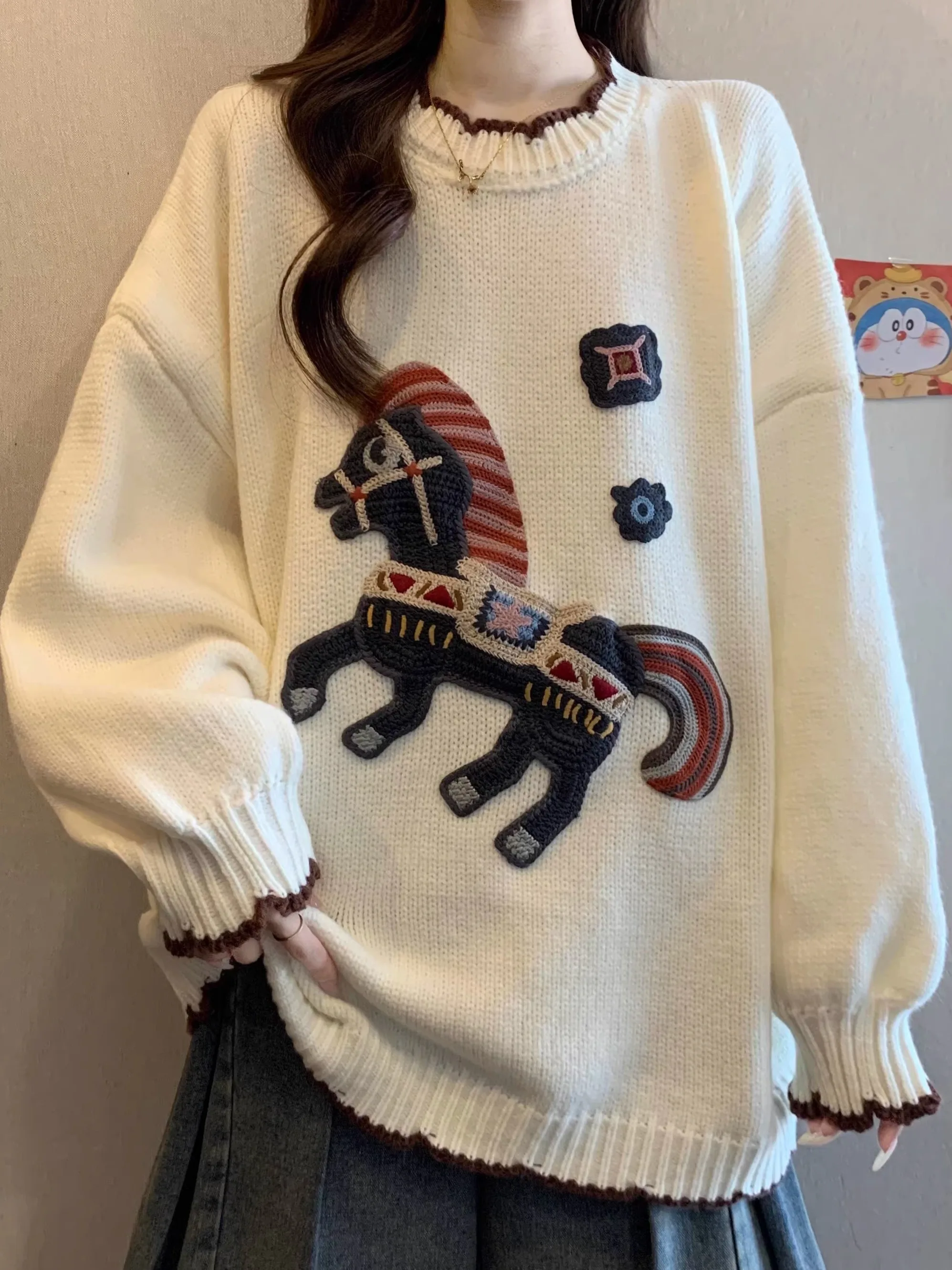 Cherry Blossom Knitted Sweater Shoulder Length Loose Women's plus Size Slimming Long Top Winter Fashion Casual Knitwear
Cherry Blossom Knitted Sweater Shoulder Length Loose Women's plus Size Slimming Long Top Winter Fashion Casual Knitwear