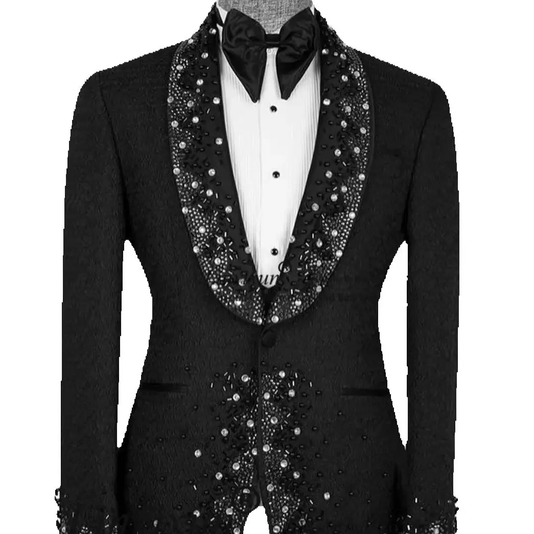 Luxury Pearl Diamond Mens Suits Slim Fit Groom Wedding Tuxedos 3 Pieces Sets Bridegroom Prom Blazers Customized Terno Masculino
Luxury Pearl Diamond Mens Suits Slim Fit Groom Wedding Tuxedos 3 Pieces Sets Bridegroom Prom Blazers Customized Terno Masculino