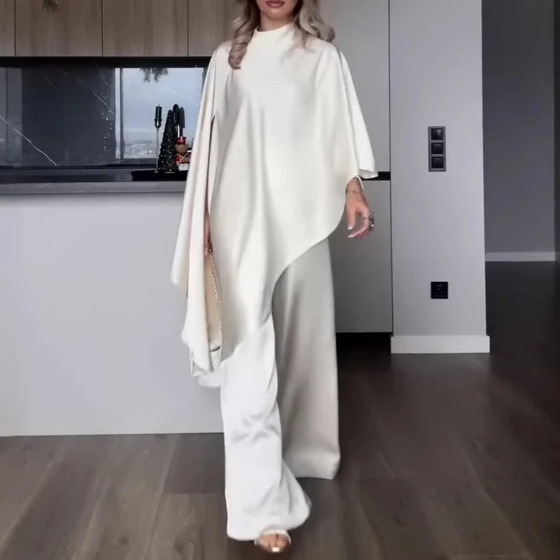 Elegant Chiffon Loose Office Commute Outfit Unique O-Neck Irregular Top+Wide Leg Pants 2pc Set Casual Solid Long Sleeved Fit Set
Elegant Chiffon Loose Office Commute Outfit Unique O-Neck Irregular Top+Wide Leg Pants 2pc Set Casual Solid Long Sleeved Fit Set