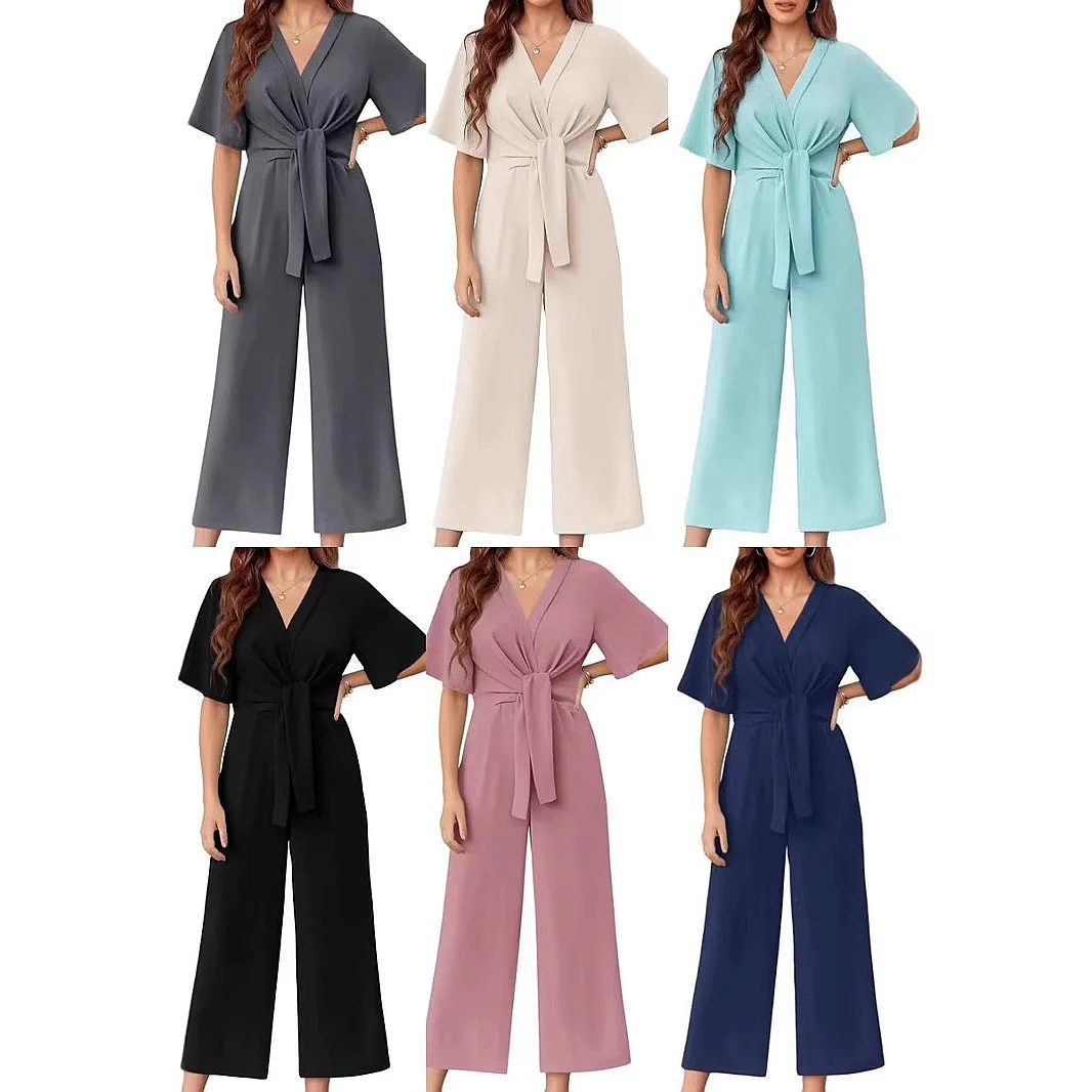 Spring Summer Women V Neck Short Sleeve Jumpsuit Plain Minimalist Design Overall Playsuit
Spring Summer Women V Neck Short Sleeve Jumpsuit Plain Minimalist Design Overall Playsuit