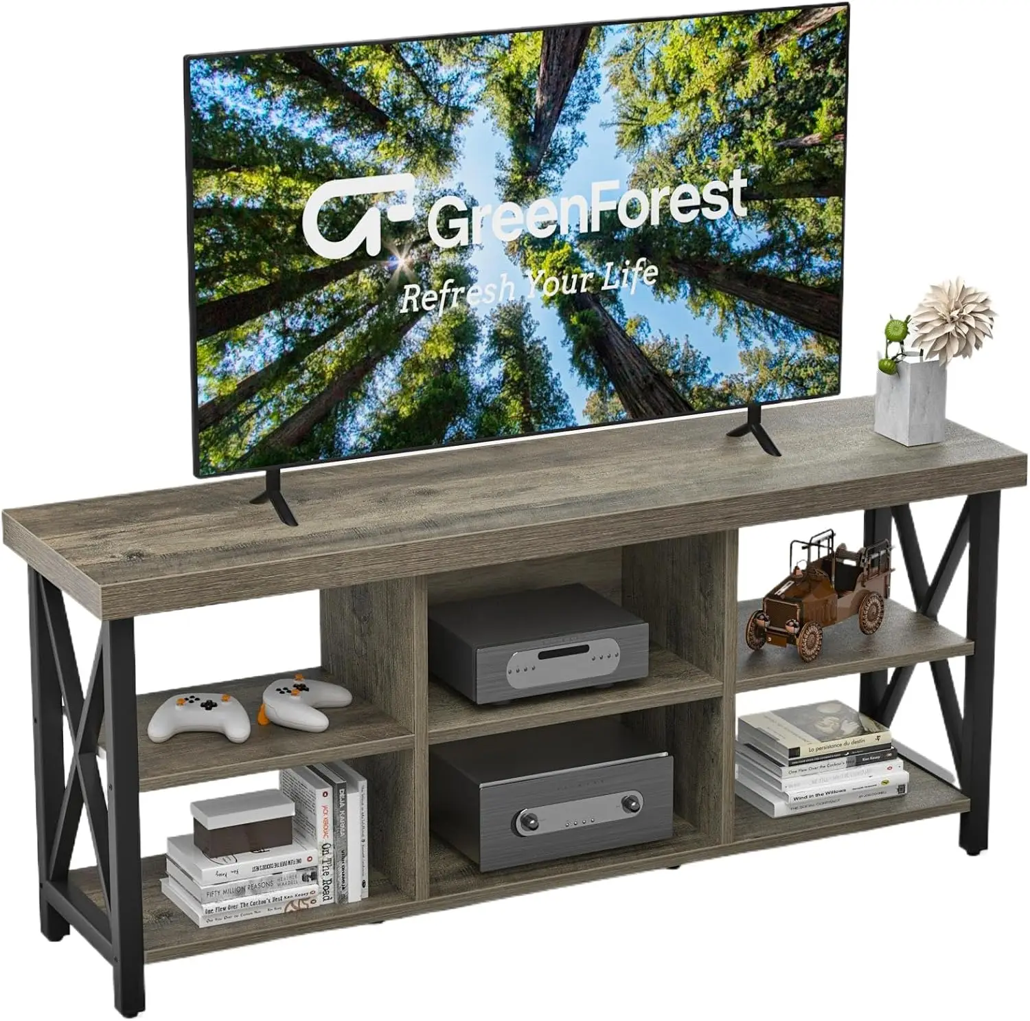 Подставка под телевизор GreenForest для телевизора до 65 дюймов, развлекательный центр с 6 шкафами для хранения вещей для гостиной, 55-дюймовый фермерский дом Tele
Подставка под телевизор GreenForest для телевизора до 65 дюймов, развлекательный центр с 6 шкафами для хранения вещей для гостиной, 55-дюймовый фермерский дом Tele