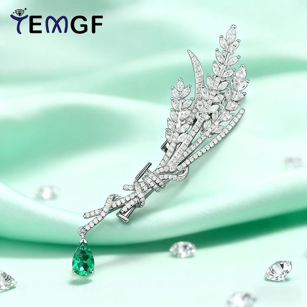TEMGF 925 Sterling Sliver Brooches for Women 5*8mm Pear Cut Gem Emerald/Ruby/Sapphire Pendant Luxury Zircon Wheat Brooch Jewelry
TEMGF 925 Sterling Sliver Brooches for Women 5*8mm Pear Cut Gem Emerald/Ruby/Sapphire Pendant Luxury Zircon Wheat Brooch Jewelry