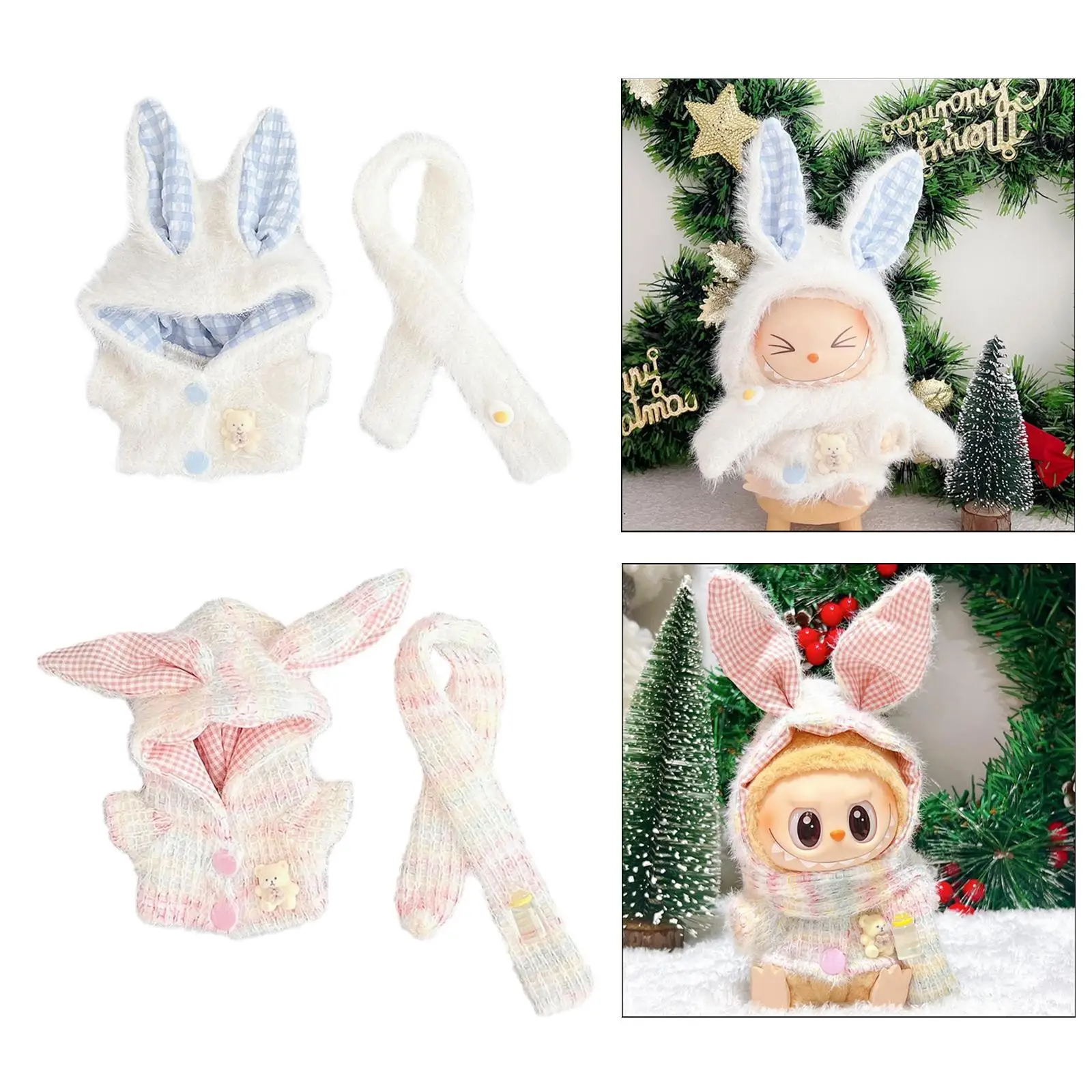 Plush Doll Clothes for 15cm-17cm Doll,Doll Clothing,Hoodie with Scarf Fashion Plush Doll Accessories Cute Doll Costume
Plush Doll Clothes for 15cm-17cm Doll,Doll Clothing,Hoodie with Scarf Fashion Plush Doll Accessories Cute Doll Costume