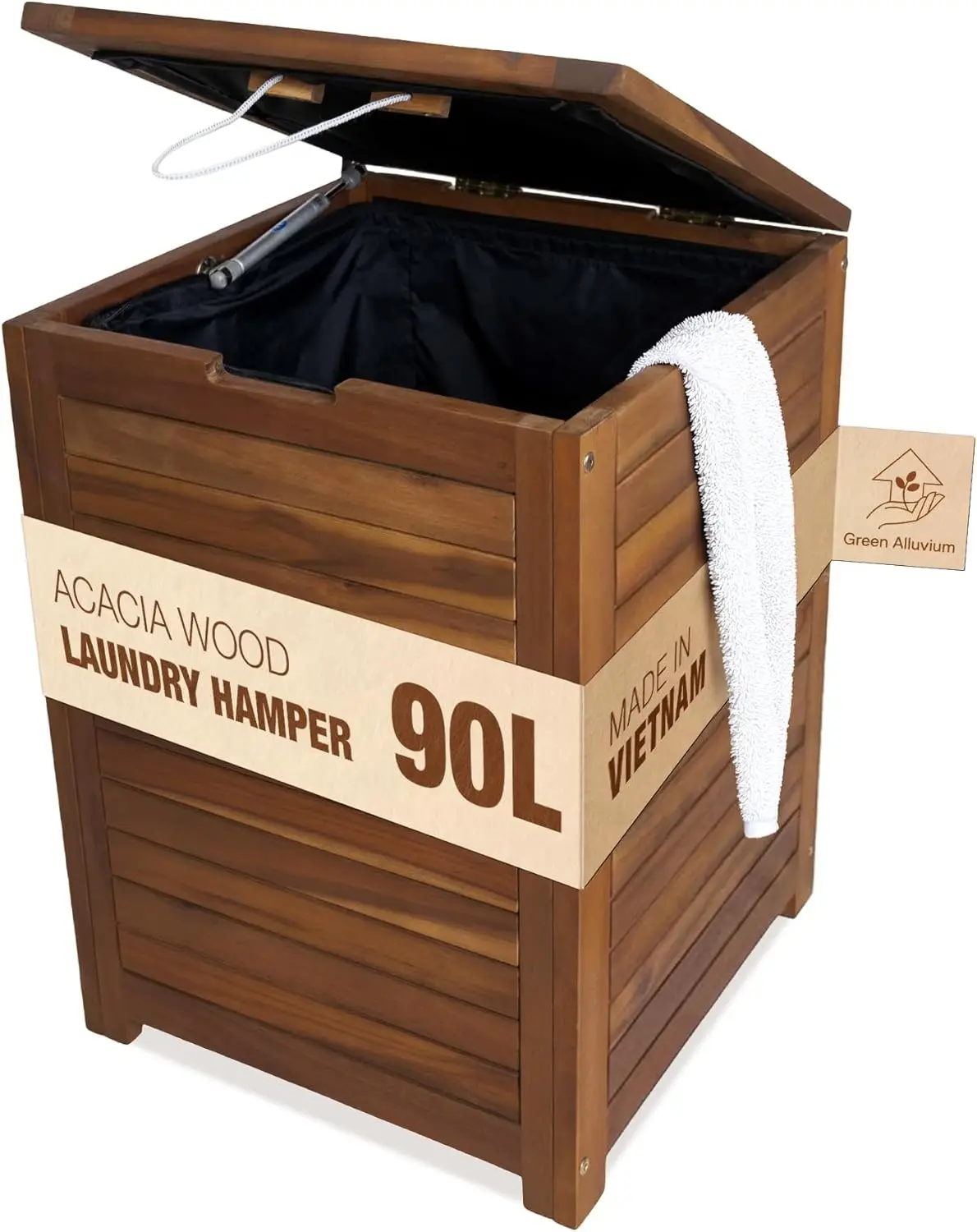 Large 90L Acacia Wood Laundry Hamper with Lid, Handles & Removable Liner
Large 90L Acacia Wood Laundry Hamper with Lid, Handles & Removable Liner