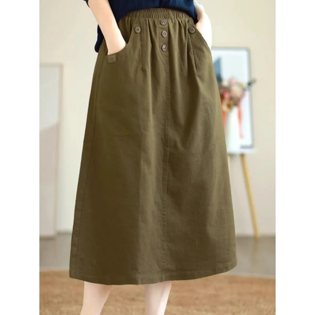 Summer 2026 plus Size Women's Casual Cotton Linen A-Line Skirt High Waist Straight Cut Loose Fit Commute Artistic Style Skirt
Summer 2026 plus Size Women's Casual Cotton Linen A-Line Skirt High Waist Straight Cut Loose Fit Commute Artistic Style Skirt