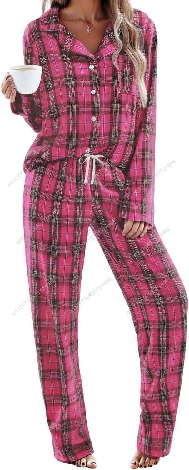 Ekouaer Womens Pajama Sets 2 Piece Cotton Plaid Pjs Long Sleeve Sleepwear Button Down Lounge Set with Pockets
Ekouaer Womens Pajama Sets 2 Piece Cotton Plaid Pjs Long Sleeve Sleepwear Button Down Lounge Set with Pockets