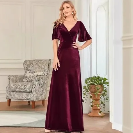 Customized Women's Retro Evening Gown For Women A Line Sexy V-Neck Wrap Velvet Long Formal Dresses Vestidos De Novias
Customized Women's Retro Evening Gown For Women A Line Sexy V-Neck Wrap Velvet Long Formal Dresses Vestidos De Novias