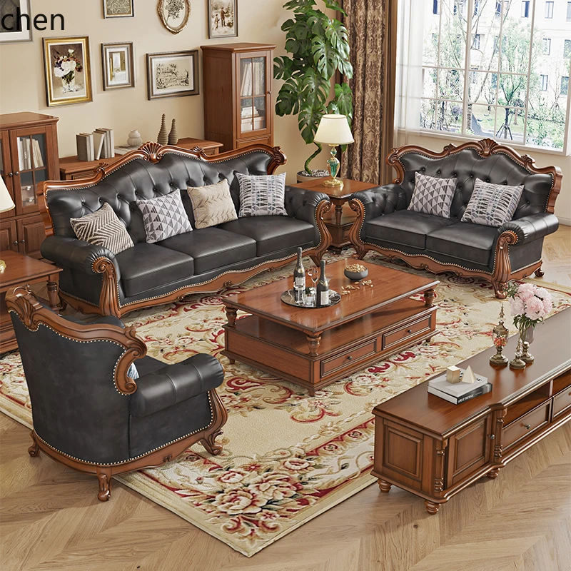 FF rural retro solid wood leather sofa first layer cowhide 123 combination simple beautiful living room villa four people
FF rural retro solid wood leather sofa first layer cowhide 123 combination simple beautiful living room villa four people