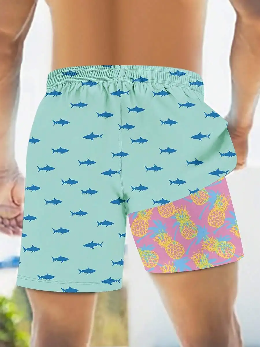 Mens 2 In 1 Swim Trunks With Shark And Pineapple Print Quick Dry Board Shorts
Mens 2 In 1 Swim Trunks With Shark And Pineapple Print Quick Dry Board Shorts