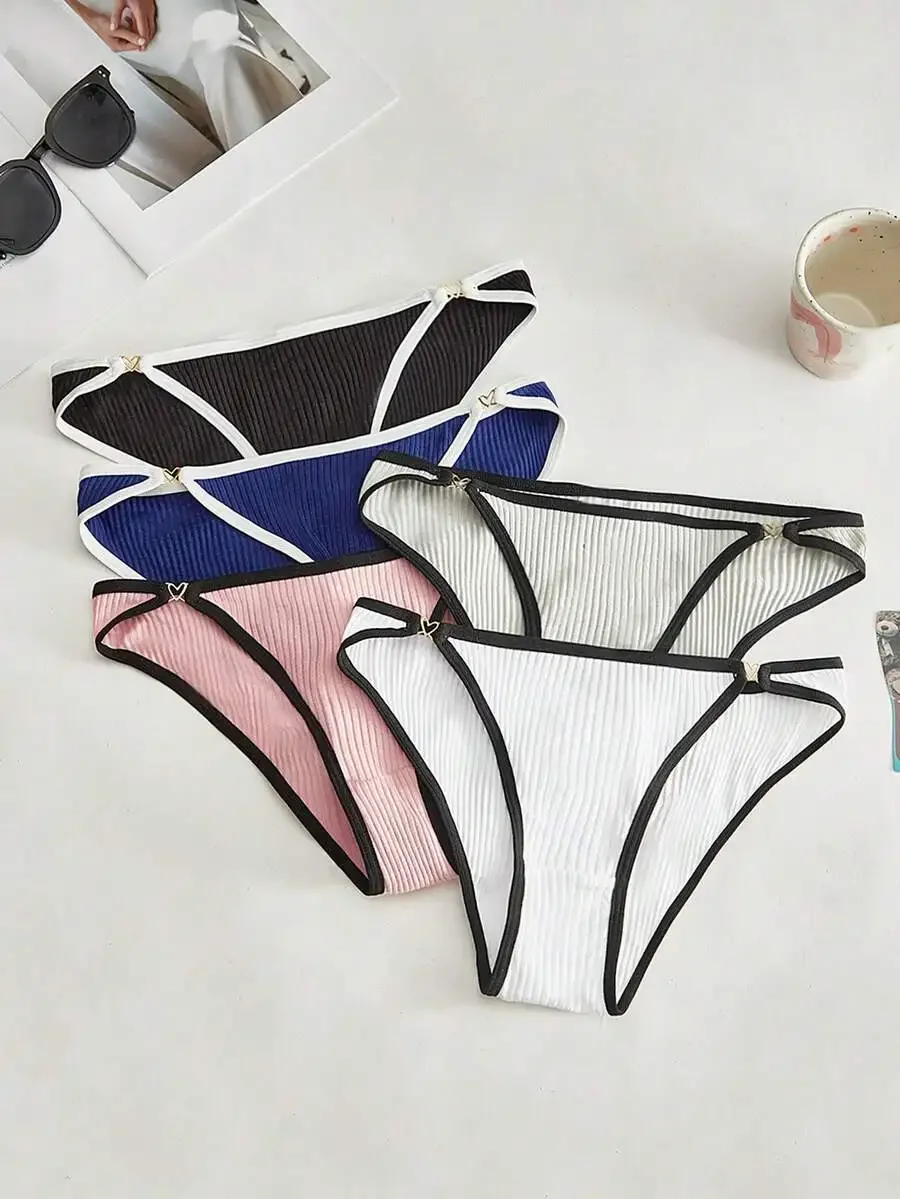 5 Pack Ribbed Knit Briefs With Contrast Binding Womens Underwear
5 Pack Ribbed Knit Briefs With Contrast Binding Womens Underwear