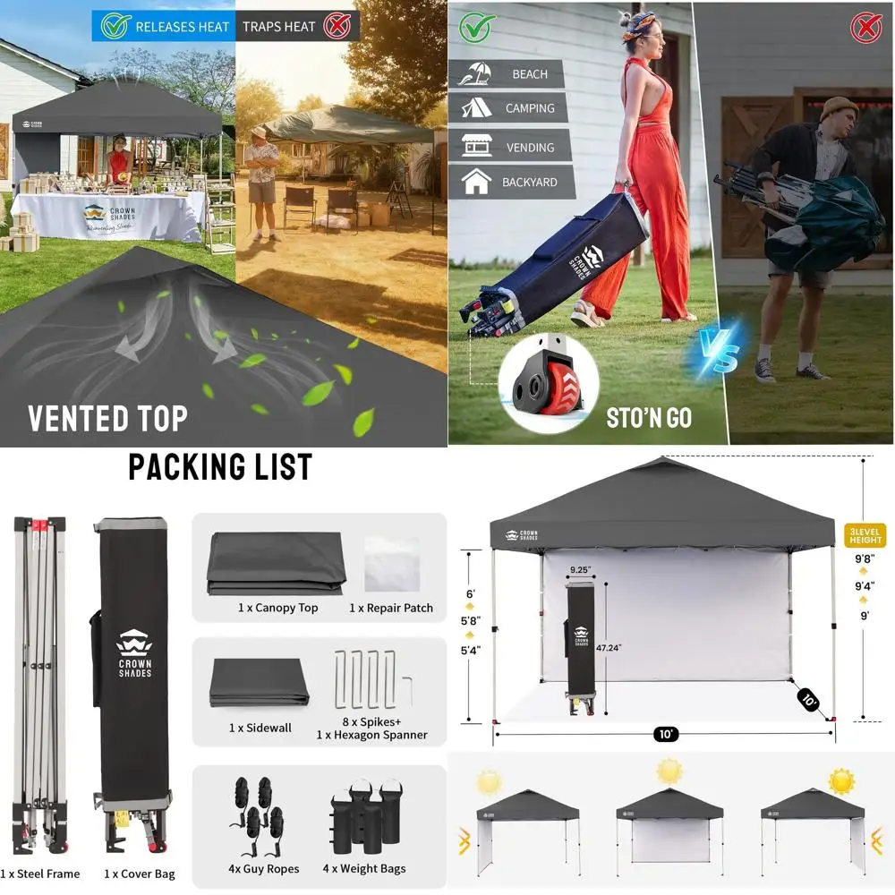 Палатка-шатер 10x10 м с 1 боковой стенкой - Быстросборная пляжная палатка - Уличный навес от солнца для мероприятий, вечеринок, кемпинга - Портативная
Палатка-шатер 10x10 м с 1 боковой стенкой - Быстросборная пляжная палатка - Уличный навес от солнца для мероприятий, вечеринок, кемпинга - Портативная