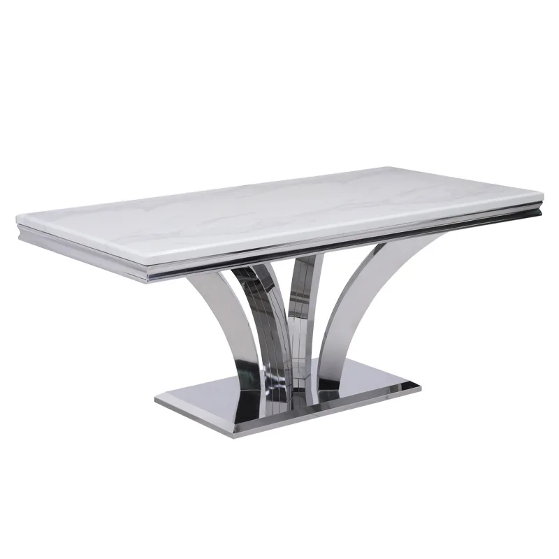Light luxury marble dining table household high-end rectangular cross-border Middle East stainless steel dining table and chairs
Light luxury marble dining table household high-end rectangular cross-border Middle East stainless steel dining table and chairs