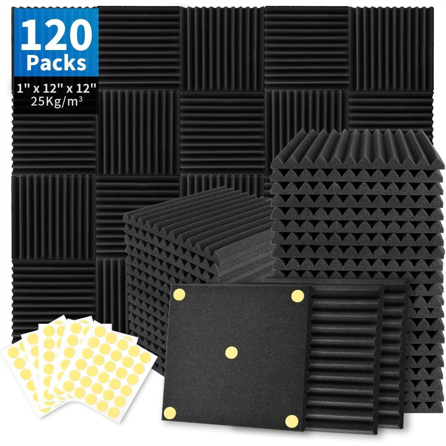 Acoustic Foam Panels 12x12x1 inch Soundproofing Wedge for Home Office Recording Studio with 600 Adhesive Tiles
Acoustic Foam Panels 12x12x1 inch Soundproofing Wedge for Home Office Recording Studio with 600 Adhesive Tiles