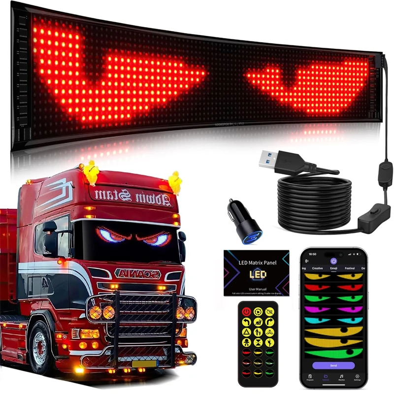 Dynamic Devil Eyes Light for Cars Truck Windshield Programmable LED Display Flexible Soft Screen Bluetooth APP Remote Control
Dynamic Devil Eyes Light for Cars Truck Windshield Programmable LED Display Flexible Soft Screen Bluetooth APP Remote Control