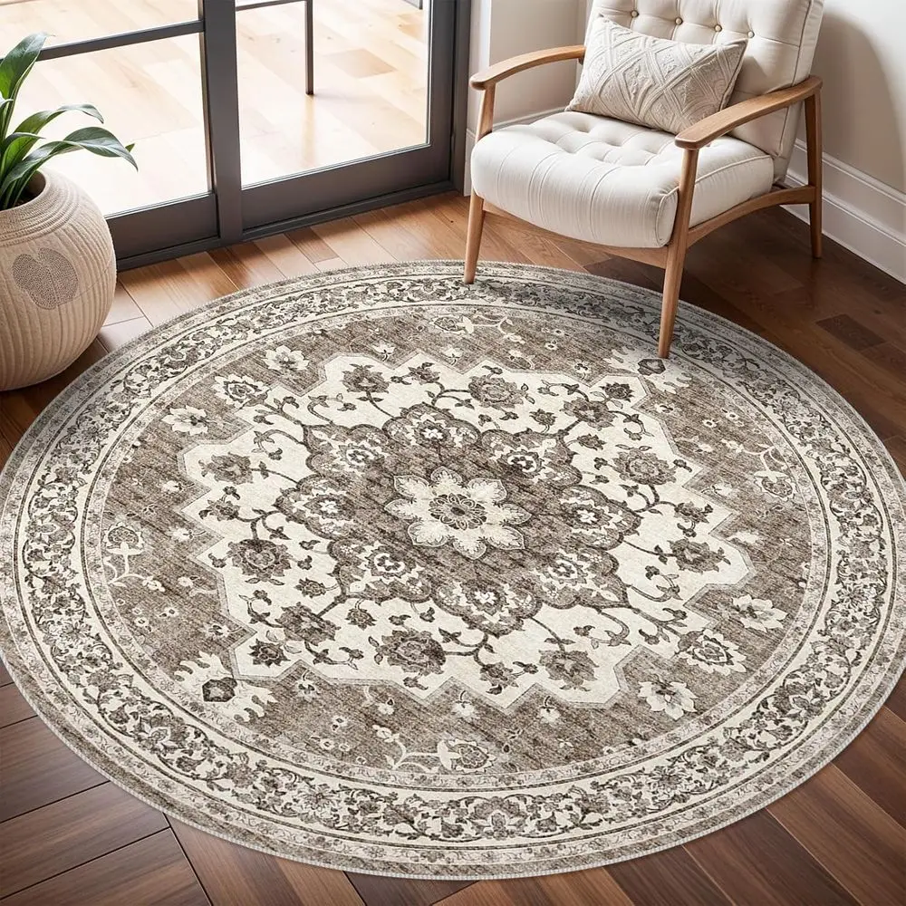 6ft Round Washable Oriental Rug, Soft Floral Carpet for Living Room and Bedroom, Waterproof, Stain Resistant, Non-Shedding Beige
6ft Round Washable Oriental Rug, Soft Floral Carpet for Living Room and Bedroom, Waterproof, Stain Resistant, Non-Shedding Beige