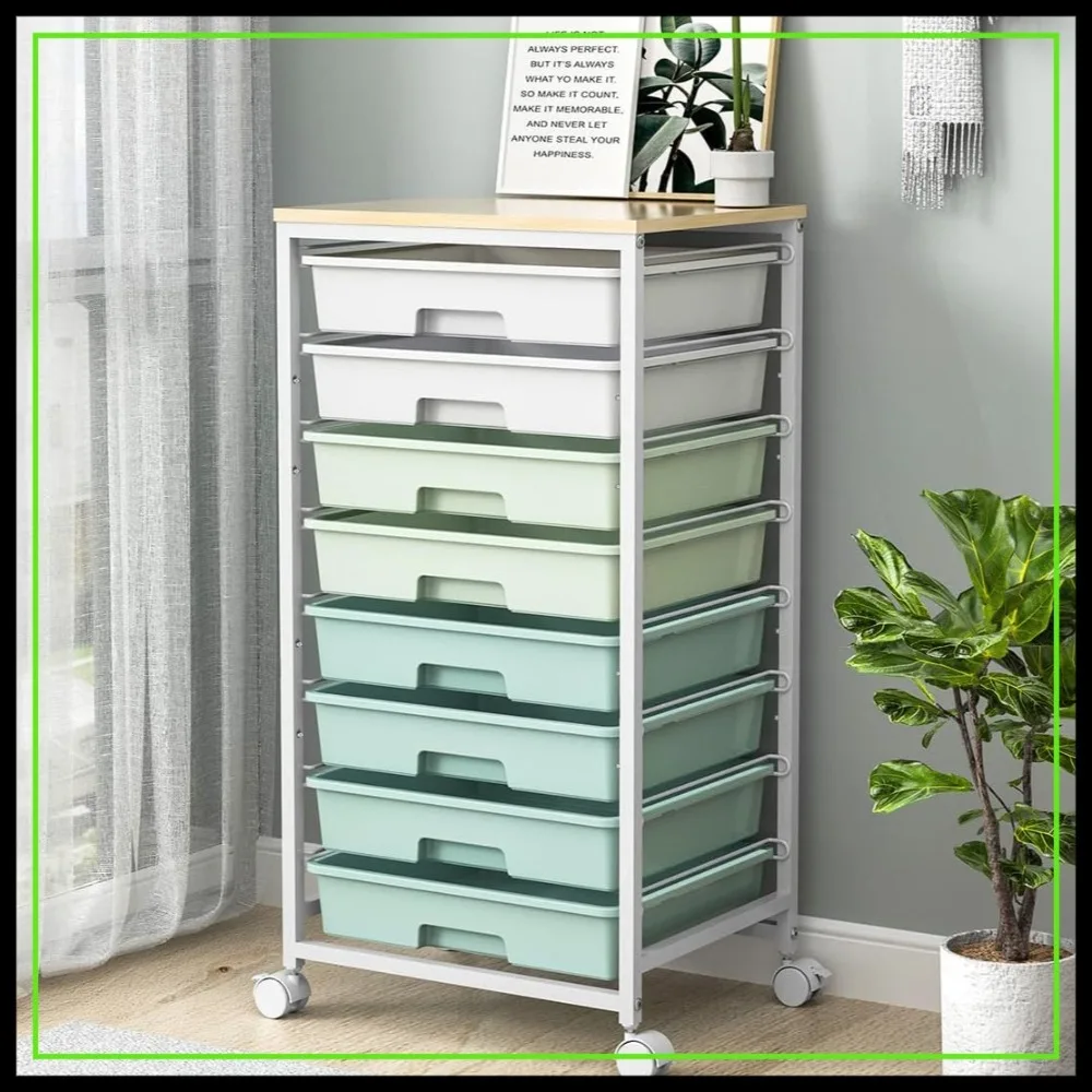 Rolling Storage Cart with 8 Drawers, Wooden Top for Living Room Office Classroom Craft Room Bedroom Dorm Green
Rolling Storage Cart with 8 Drawers, Wooden Top for Living Room Office Classroom Craft Room Bedroom Dorm Green