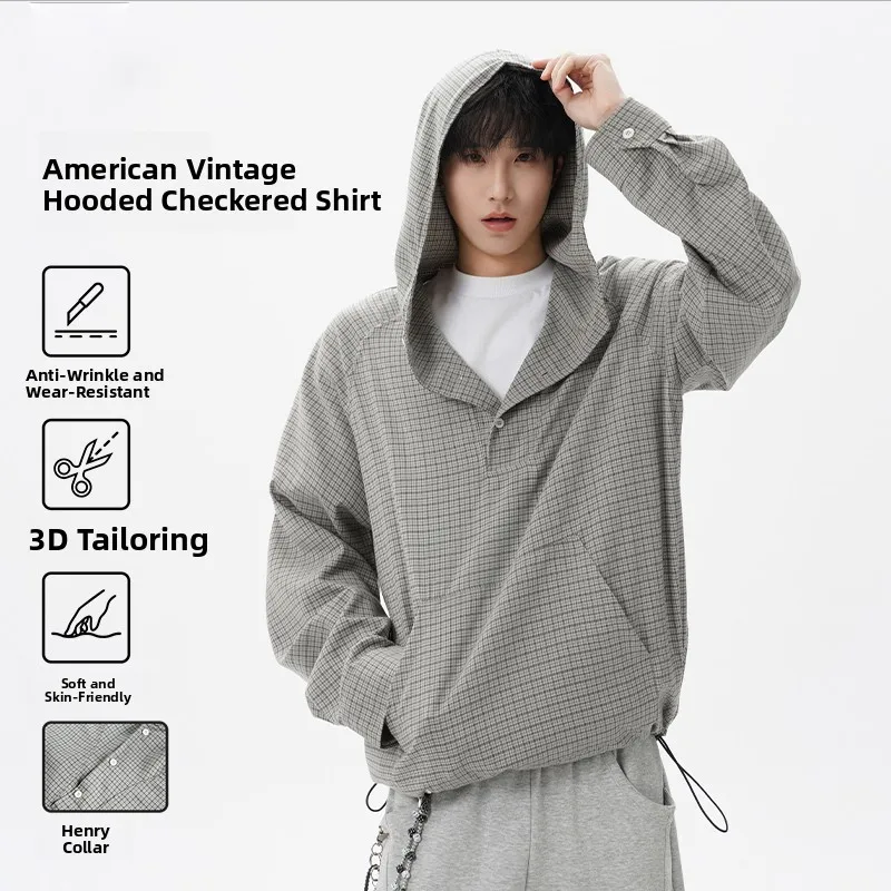 Retro American Plaid Long Sleeve Hooded Shirt Men's Spring Couple Style Loose Overhead Shirt Polyester Fiber Citywalk Shirt
Retro American Plaid Long Sleeve Hooded Shirt Men's Spring Couple Style Loose Overhead Shirt Polyester Fiber Citywalk Shirt