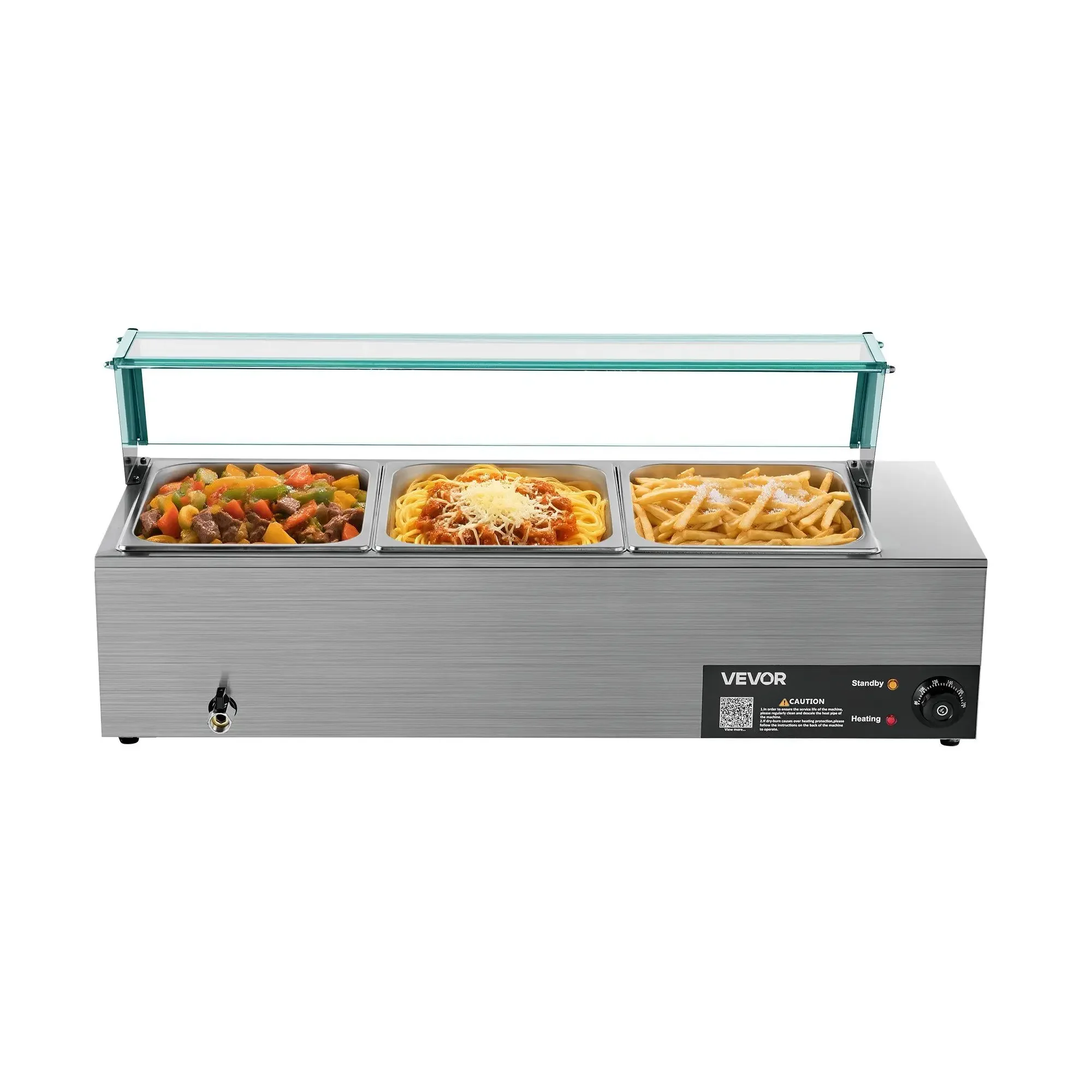 1500W Electric Food Warmer Commercial Stainless Steel Steam Food Warmer with Glass Cover 3-Pan Countertop Buffet Bain Marie
1500W Electric Food Warmer Commercial Stainless Steel Steam Food Warmer with Glass Cover 3-Pan Countertop Buffet Bain Marie
