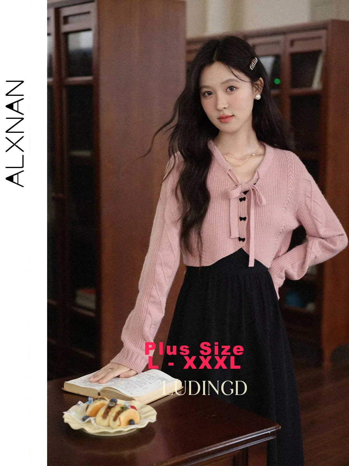 ALXNAN Plus Size Pink Knitted Cardigan Women's Short V-neck Lace-up Sweaters Autumn Elegant Long Sleeve Knitted Tops D13057KS
ALXNAN Plus Size Pink Knitted Cardigan Women's Short V-neck Lace-up Sweaters Autumn Elegant Long Sleeve Knitted Tops D13057KS
