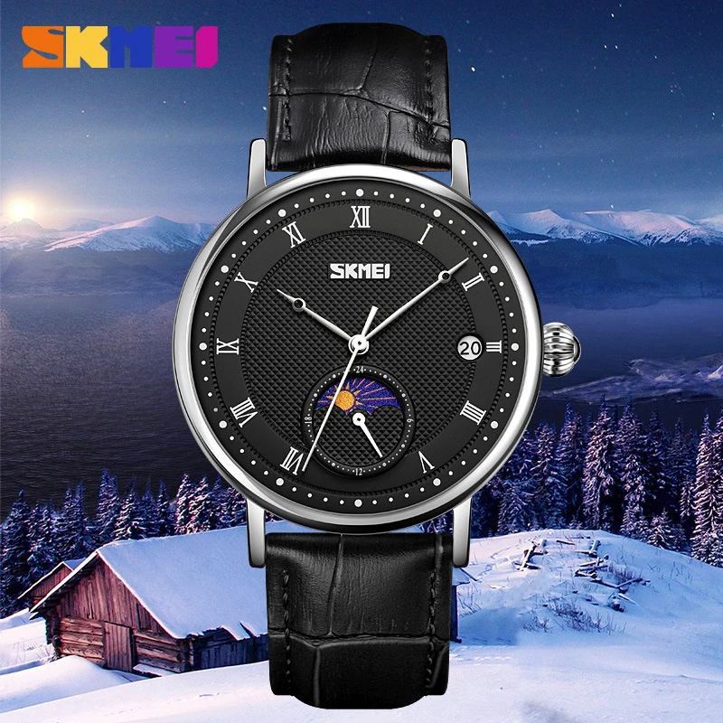SKEMI Fashion Men's Business Calendar Moon Phase Watch Waterproof Leather Strap Quartz Men's Watch
SKEMI Fashion Men's Business Calendar Moon Phase Watch Waterproof Leather Strap Quartz Men's Watch