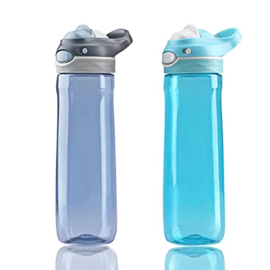 2-Pack 26oz Grey and Sky Blue Water Bottles No Straw, Easy Clean BPA FREE 100% Leakproof, Clear Bottle With Wide Mouth, Has Han
2-Pack 26oz Grey and Sky Blue Water Bottles No Straw, Easy Clean BPA FREE 100% Leakproof, Clear Bottle With Wide Mouth, Has Han
