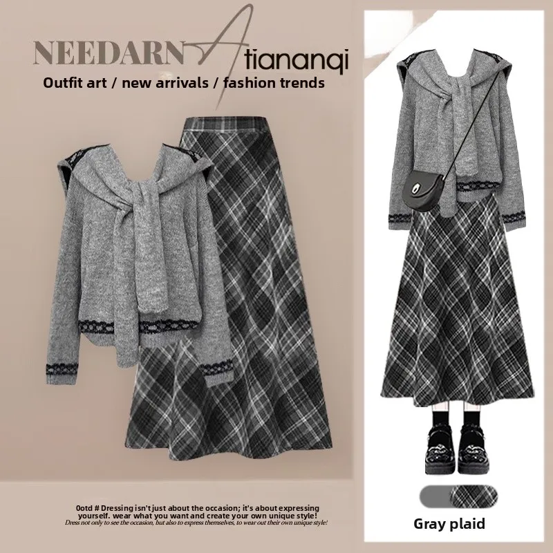 Y2K Winter Fashion Sweater And High Waist Plaid Skirt Two Piece Set Anti Aging Cute College Girls School Uniforms
Y2K Winter Fashion Sweater And High Waist Plaid Skirt Two Piece Set Anti Aging Cute College Girls School Uniforms