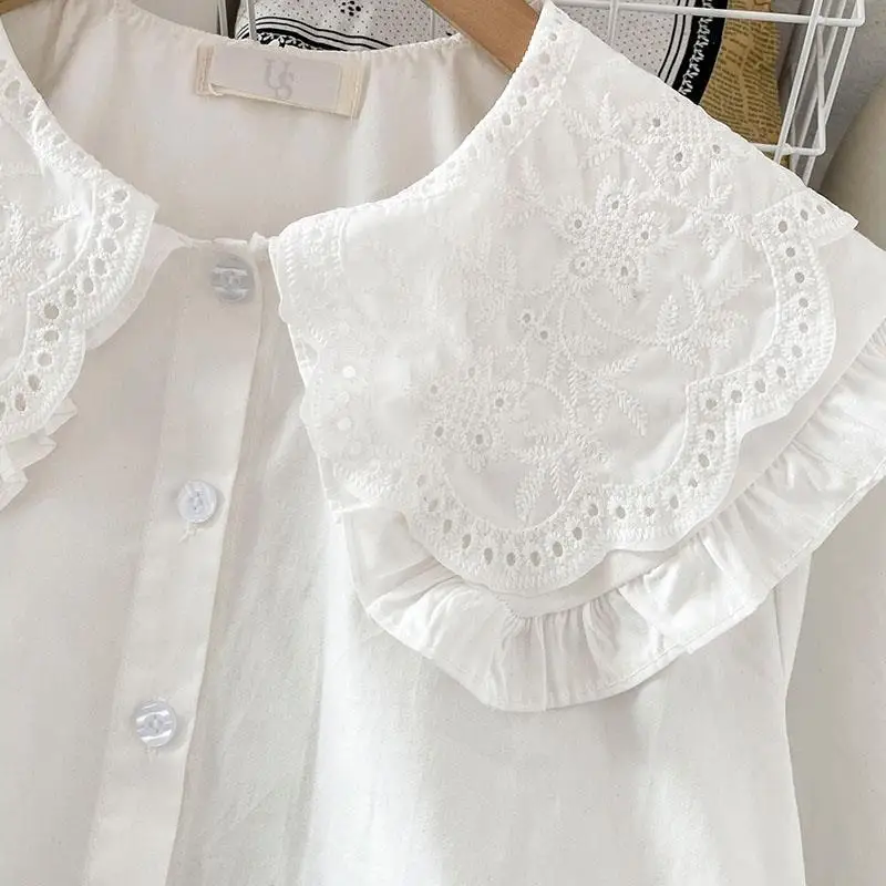 Cotton doll collar shirt, women's new autumn outfit, inner layer, base shirt, small, long sleeved white top
Cotton doll collar shirt, women's new autumn outfit, inner layer, base shirt, small, long sleeved white top