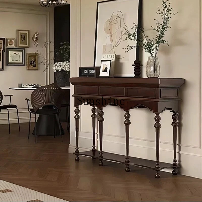 Medieval solid wood entrance platform French living room decorative shelf entry wall partition
Medieval solid wood entrance platform French living room decorative shelf entry wall partition