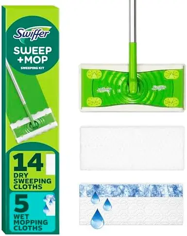 Swiffer Sweeper 2-in-1 Mop Kit – Dry & Wet Floor Cleaner with 19 Refills, 20-Piece Set
Swiffer Sweeper 2-in-1 Mop Kit – Dry & Wet Floor Cleaner with 19 Refills, 20-Piece Set