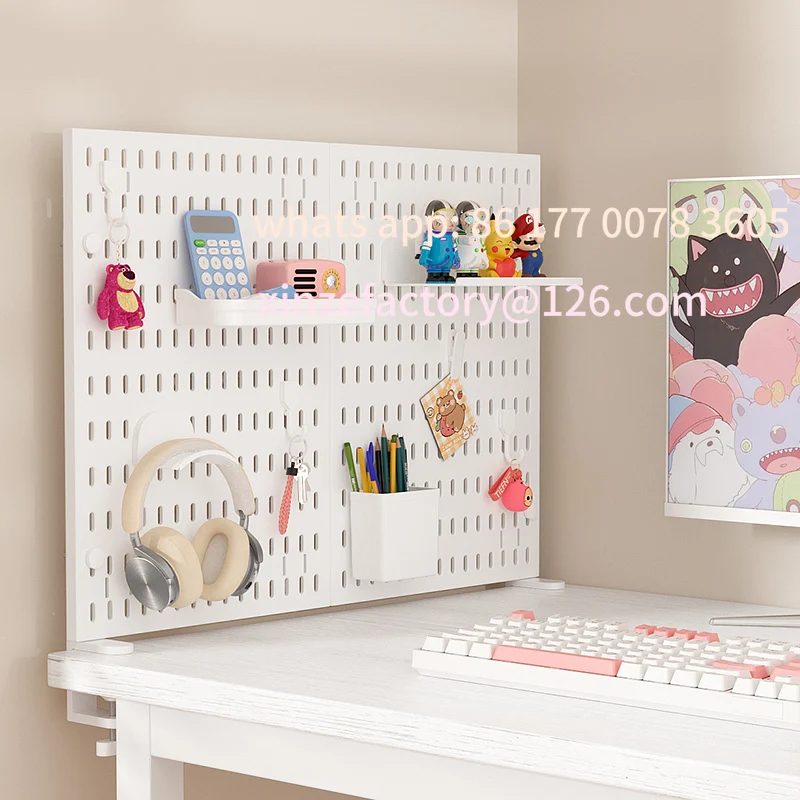 Customizable Desktop pegboard storage kit: Stand-up clip - on panels, perfect for home office and study storage.
Customizable Desktop pegboard storage kit: Stand-up clip - on panels, perfect for home office and study storage.