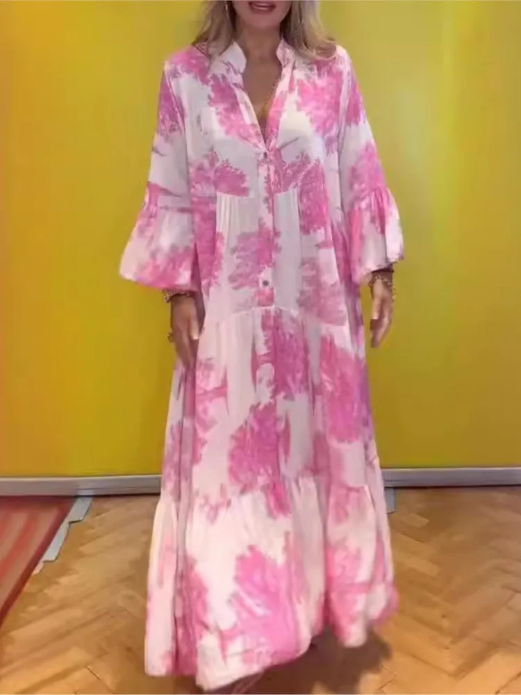 Summer Floral Print Loose Maxi Dresses For Women Fashion Flare Sleeve Vaction Holiday Party Dress V Neck Shirt Long Dress Femme
Summer Floral Print Loose Maxi Dresses For Women Fashion Flare Sleeve Vaction Holiday Party Dress V Neck Shirt Long Dress Femme