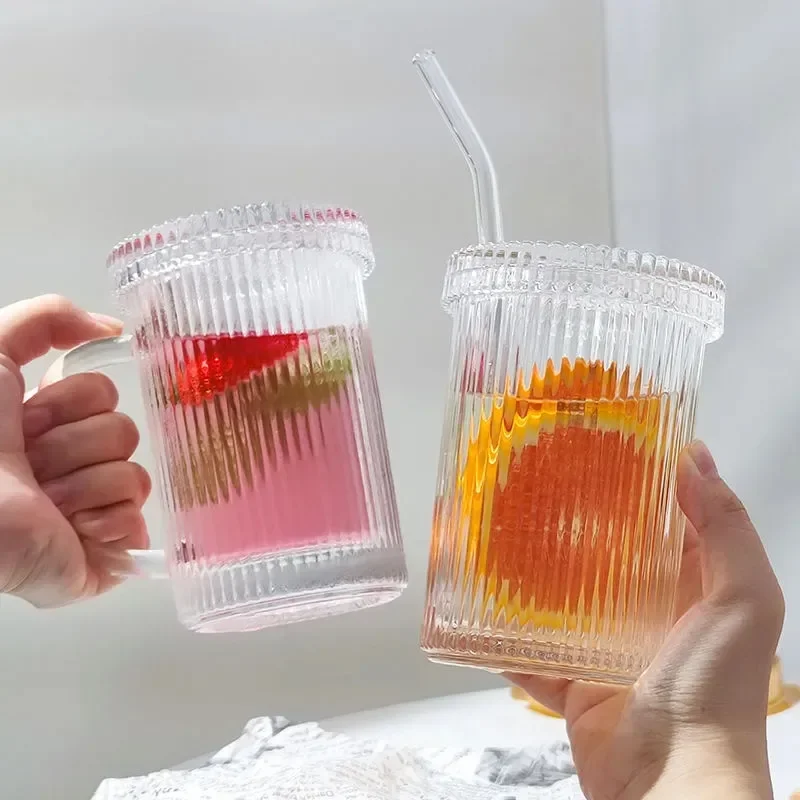 Stripes Transparent Drinking Apanese Style Glass Straw Cup Chic Milk Coffee Cups with Lid Tea Cup Wedding Gifts
Stripes Transparent Drinking Apanese Style Glass Straw Cup Chic Milk Coffee Cups with Lid Tea Cup Wedding Gifts