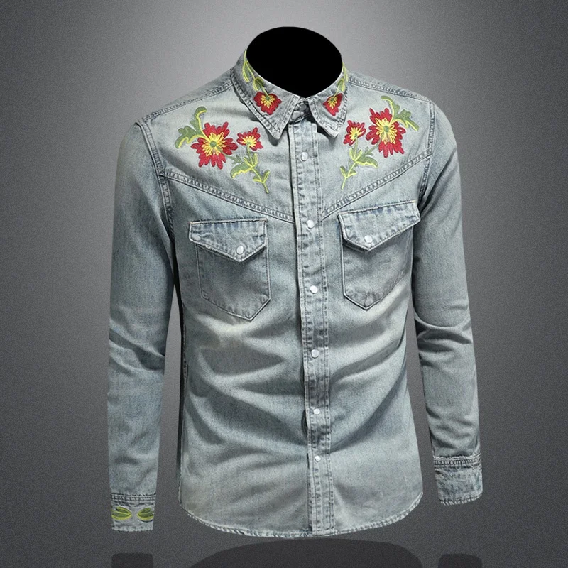 2026 Spring New Premium Embroidered Flower Men's Casual Long Sleeve Denim Shirt Artistic Standard Fit Silk Luster Cotton Blend
2026 Spring New Premium Embroidered Flower Men's Casual Long Sleeve Denim Shirt Artistic Standard Fit Silk Luster Cotton Blend