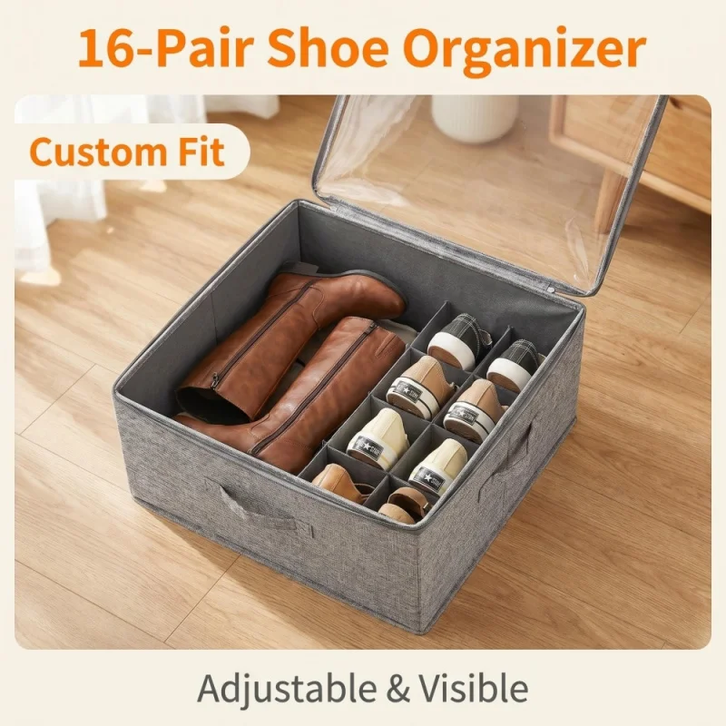 Transparent Flip Lid Fabric Shoe Organizer Storage Box For Boots Sneakers All Shoe TypesCloset Bedroom Seasonal ShoeOrganization
Transparent Flip Lid Fabric Shoe Organizer Storage Box For Boots Sneakers All Shoe TypesCloset Bedroom Seasonal ShoeOrganization
