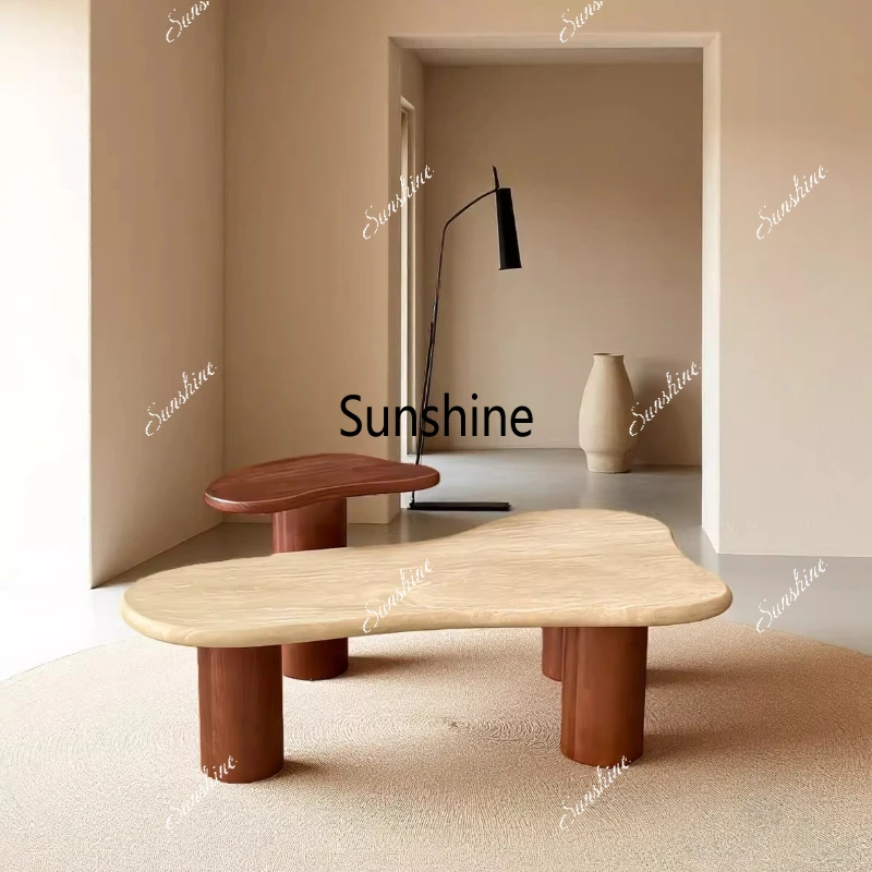 Natural travertine coffee table two-piece set, one large and one small, special-shaped combination, Nordic living room high-end
Natural travertine coffee table two-piece set, one large and one small, special-shaped combination, Nordic living room high-end