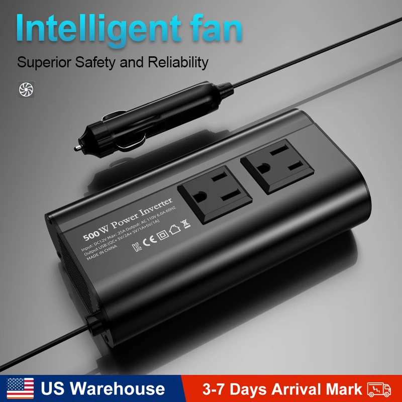 Ports Car Adapter Portable Inverter Double receptacle 4USB 500W Modified Frequency Inverter DC12V To AC 110V
Ports Car Adapter Portable Inverter Double receptacle 4USB 500W Modified Frequency Inverter DC12V To AC 110V