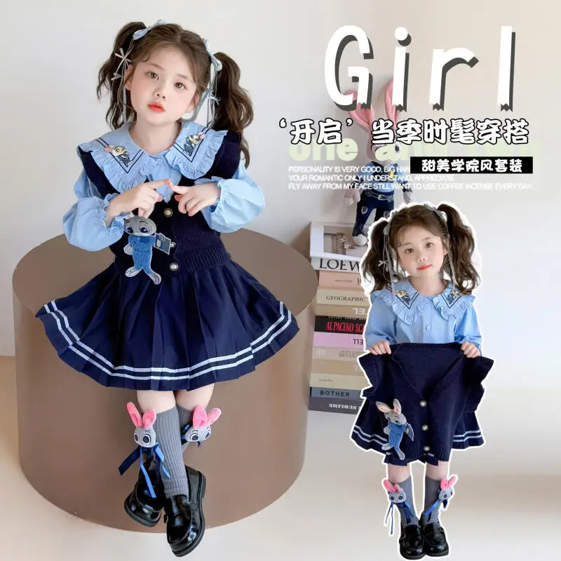 3Pcs Cartoon Disney Children Knitted Vest Shirt Pleated Skirt Suit Cute Girls Fashion Judy Hopps Sweater Vest Short Skirt Set
3Pcs Cartoon Disney Children Knitted Vest Shirt Pleated Skirt Suit Cute Girls Fashion Judy Hopps Sweater Vest Short Skirt Set