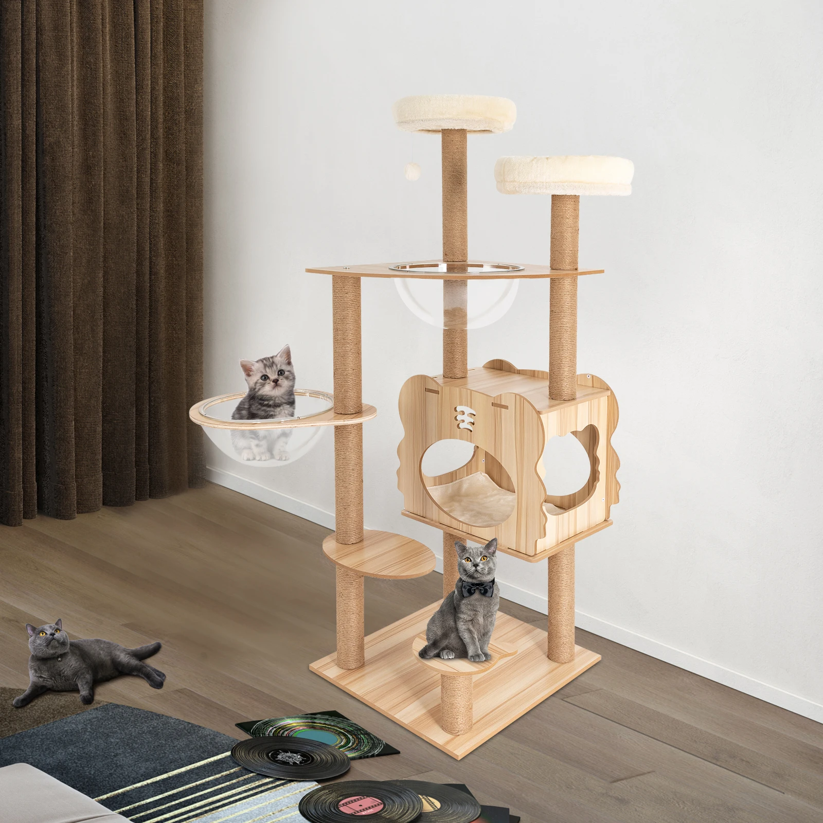 Cat Trees with Scratching Posts, Sturdy MDF & Hemp Rope Design, 19.7” Base, Holds Up to 33 lbs, Easy to Assemble
Cat Trees with Scratching Posts, Sturdy MDF & Hemp Rope Design, 19.7” Base, Holds Up to 33 lbs, Easy to Assemble