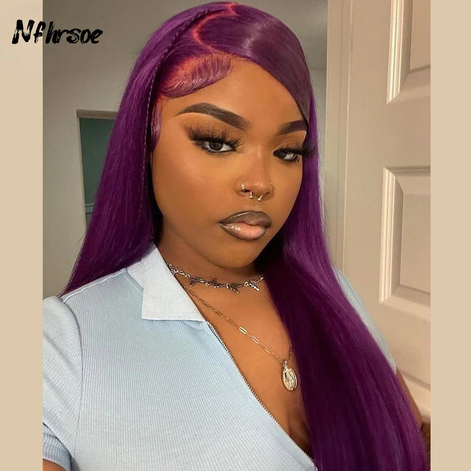 Dark Purple Long Straight Transparent HD Lace Frontal Wigs 200 Density Brazilian Colored Human Hair Wig For Women Pre Plucked
Dark Purple Long Straight Transparent HD Lace Frontal Wigs 200 Density Brazilian Colored Human Hair Wig For Women Pre Plucked