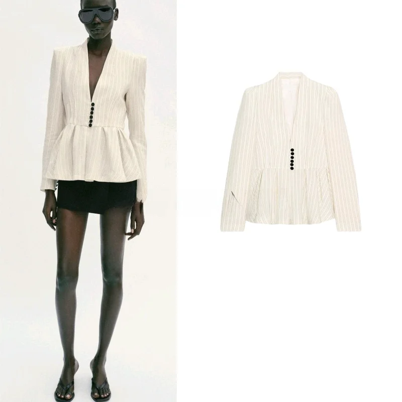 Spring New Arrival Women's Short Skirt Striped Suit Long Sleeve No Collar Jacket Commute Style Loose Fit Regular Length Polye...
Spring New Arrival Women's Short Skirt Striped Suit Long Sleeve No Collar Jacket Commute Style Loose Fit Regular Length Polye...