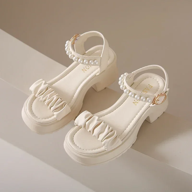 Summer New Round Toe Open Toe Pearl Chain Buckle Thick Sole Waterproof Platform Comfortable Women Sandals Women's Single Shoes
Summer New Round Toe Open Toe Pearl Chain Buckle Thick Sole Waterproof Platform Comfortable Women Sandals Women's Single Shoes
