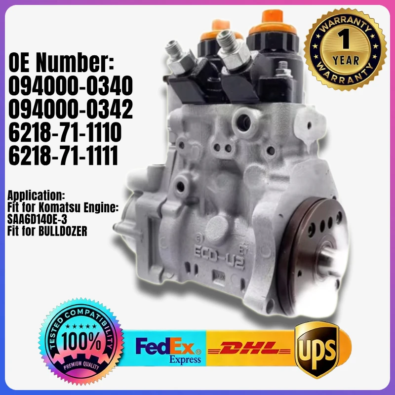 094000-0340 094000-0342 6218-71-1110 6218-71-1111 Fuel Injection Pump for Komatsu Engine SAA6D140E-3 BULLDOZER
094000-0340 094000-0342 6218-71-1110 6218-71-1111 Fuel Injection Pump for Komatsu Engine SAA6D140E-3 BULLDOZER