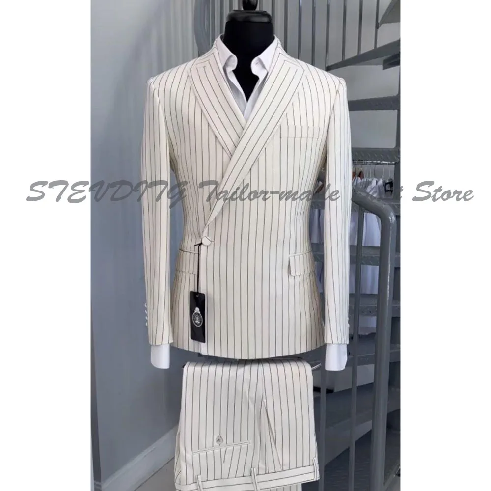 Luxury Stripe Suits Men 2 Pieces Jacket Pants High Quality Single Breasted Formal Peak Lapel Stylish Male Clothing Business
Luxury Stripe Suits Men 2 Pieces Jacket Pants High Quality Single Breasted Formal Peak Lapel Stylish Male Clothing Business