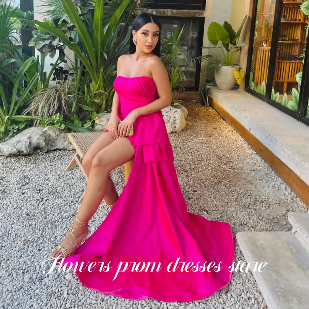 Flowers Fuchsia Evening Dress Satin Mermaid Prom Dress Sleeveless Formal Gown with Sexy Split robe de bal for Woman Customized
Flowers Fuchsia Evening Dress Satin Mermaid Prom Dress Sleeveless Formal Gown with Sexy Split robe de bal for Woman Customized