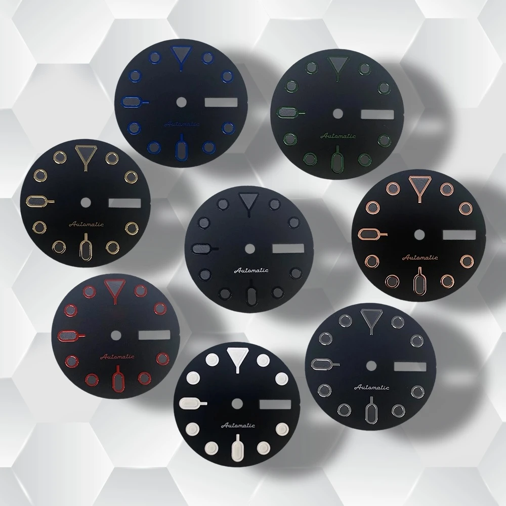 28.5mm S 5 Logo SKX007 Dial Suitable for NH36/4R36 Movement Green Luminous Dual Calendar Watch Modification Accessories
28.5mm S 5 Logo SKX007 Dial Suitable for NH36/4R36 Movement Green Luminous Dual Calendar Watch Modification Accessories