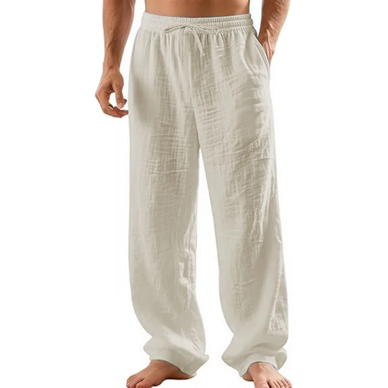 Мужские повседневные льняные брюки свободного кроя с эластичным шнурком
Мужские повседневные льняные брюки свободного кроя с эластичным шнурком