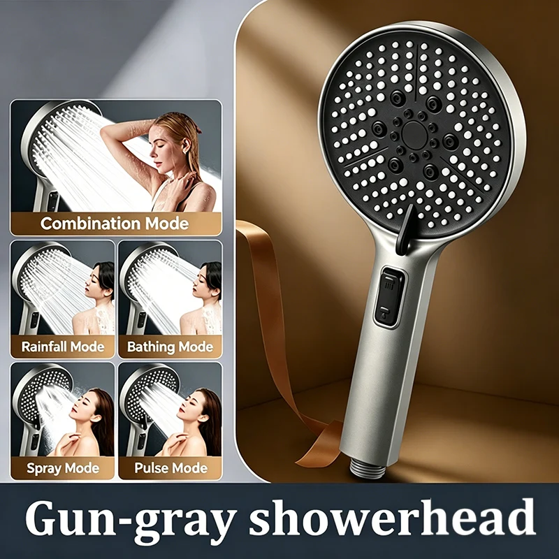 High Quality 5 Modes High Pressure Shower Head One-Key Stop Water Handheld Boost Showerhead with Powerful Spray Bathroom Shower
High Quality 5 Modes High Pressure Shower Head One-Key Stop Water Handheld Boost Showerhead with Powerful Spray Bathroom Shower