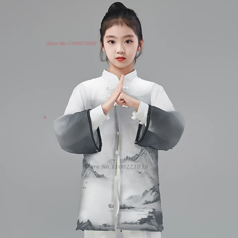 2024 chinese children wushu shaolin clothing martial arts suit kung fu uniform national landscape print training exercise set
2024 chinese children wushu shaolin clothing martial arts suit kung fu uniform national landscape print training exercise set